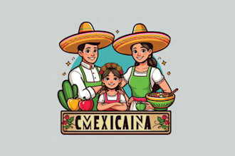 design family mexican restaurant food logo