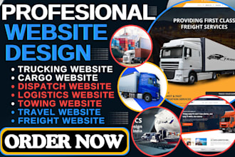 design cargo, logistics, towing, freight, travel, landing page website seo