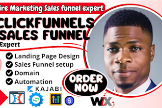 create sales funnel, landing page in systeme io clickfunnels wix kajabi website