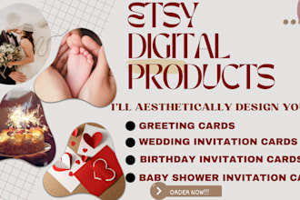 design birthday baby shower wedding invitation greeting card amazon etsy card
