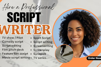 write movie script, screenwriting, screenplay, stage play, film script, comedy