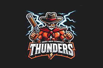 do custom thunder mascot logo  powerful  unique design