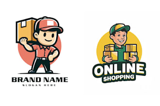 design mascot truck courier service logo