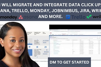 migrate and integrate data click up asana trello monday jobnimbus jira wrike