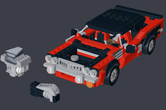 design 3d lego car, lego bike moc 3d lego model   manual instructions xml part