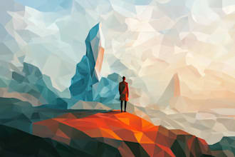 do a detailed geometric low poly animal vector illustration