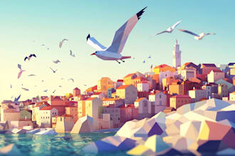 make high detailed low poly vector illustrations for