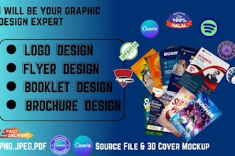 design professional business brochure, canva bifold trifold menu flyer design