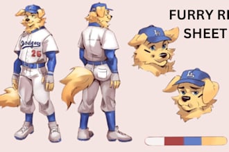 draw custom furry ref sheet, vtuber ref sheet, anime ref sheet, nsfw ref sheet