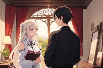 draw couple character from photo in anime style