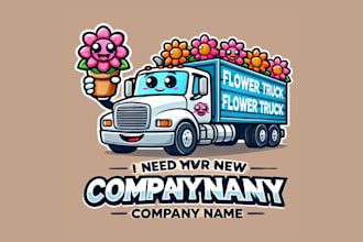 design a flower truck cartoon mascot or character logo for you