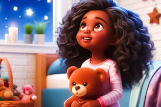 illustrate african american children story book illustration