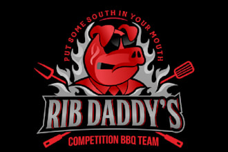 design traditional bbq team restaurant food truck logo