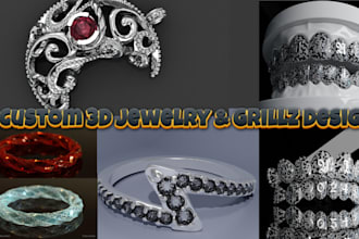 pro 3d jewelry  grillz design, custom rings, pendants, animation  3d modeling