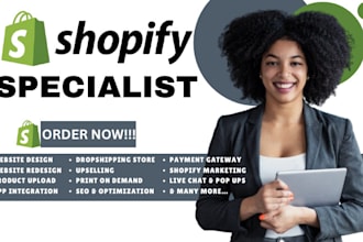 do shopify website redesign, be shopify expert to migrate shopify, shopify help