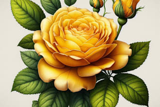 draw botanical illustration of flower illustration,