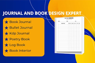 do a professional KDP  bullet journal poetry  notebook cover adobe indesign