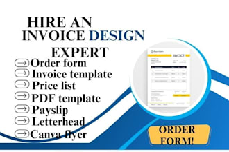do invoice design, order form, pricelist, postcard, letterhead invoice template