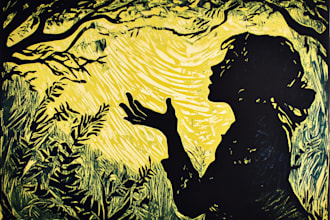 do your portrait photo in linocut style