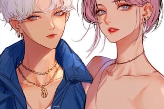 draw anime character fan art, oc, vtuber and manga