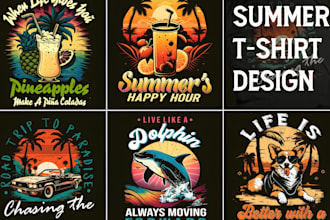 do awesome vintage retro graphics t shirt design for  your brand