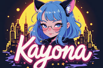 create a vtuber logo and streamer with the kawaii japanese