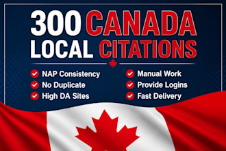 manually submit 300 canada local citations with nap consistency for local SEO