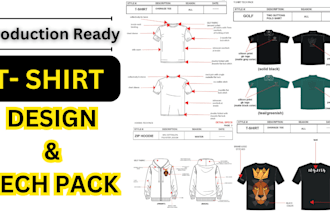 design clothing tech pack and flat sketch for manufacturer