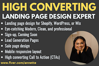 design landing page using wordpress, wix, shopify, sales page, sales funnel