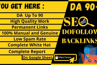 provide da 90 plus for off page SEO backlinks