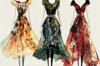 draw a fashion or editorial illustration, sketch, commercial