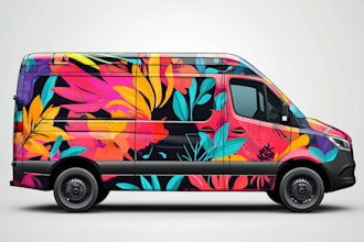 draw eye catching your car and vehicle wrap design