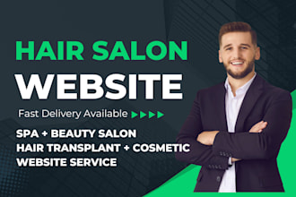 design barber website, beauty salon, spa, hair transplant or salon website