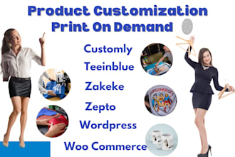 set up print on demand on woocommerce with customily teeinblue zakeke and zepto