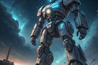 make a mecha robot art and illustration