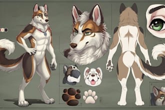 draw anime nsfw or sfw, oc, lewd furry art, fursona, anthro character,ref sheet