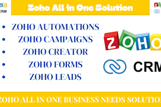 set up and customize zoho CRM, zoho sites, zoho desk, salesiq, zoho campaigns