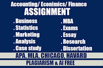 assist in finance, accounting tutor, assign, apa paper, report case study 4u