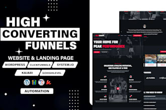 design sale funnels, landing page, website in wordpress, kajabi, clickfunnels