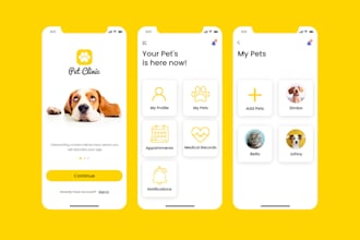 build pet care app, pet shop app, vet app, pet tracking app, pet sitting app