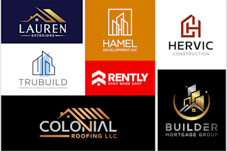 design a modern real estate, property, home, roofing logo
