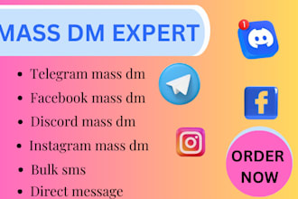 send telegram mass dm, promotion discord dm, out reach to facebook instagram
