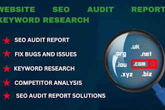 website SEO audit report fix bugs and issue keyword research competitor analysis