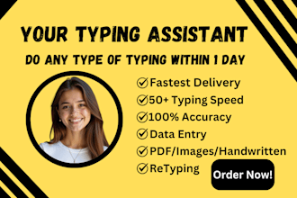 do any typing, page typing, image to text, retyping for u