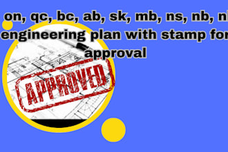 on, qc, bc, ab, sk, mb, ns, nb, nl engineering plan with stamp for approval