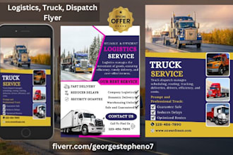 design logistics, dispatching, trucking, freight broker, or transportation flyer