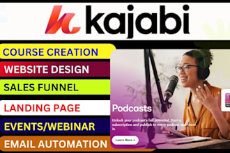build coaching or online course kajabi website, sales funnel, and landing page