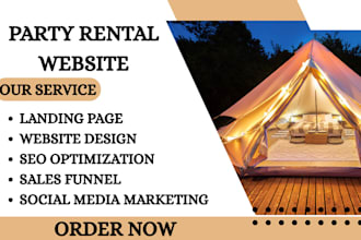 build party rental website, event rental website, photo boot website