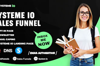 create systeme io sales funnel, landing page, website and automation setup