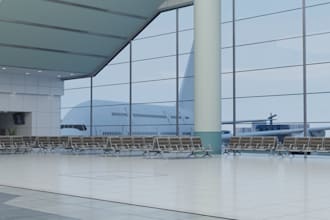 build airport scenery for msfs, 3d interior design, aircraft, flight simulator